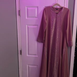 pink modest dress with gems